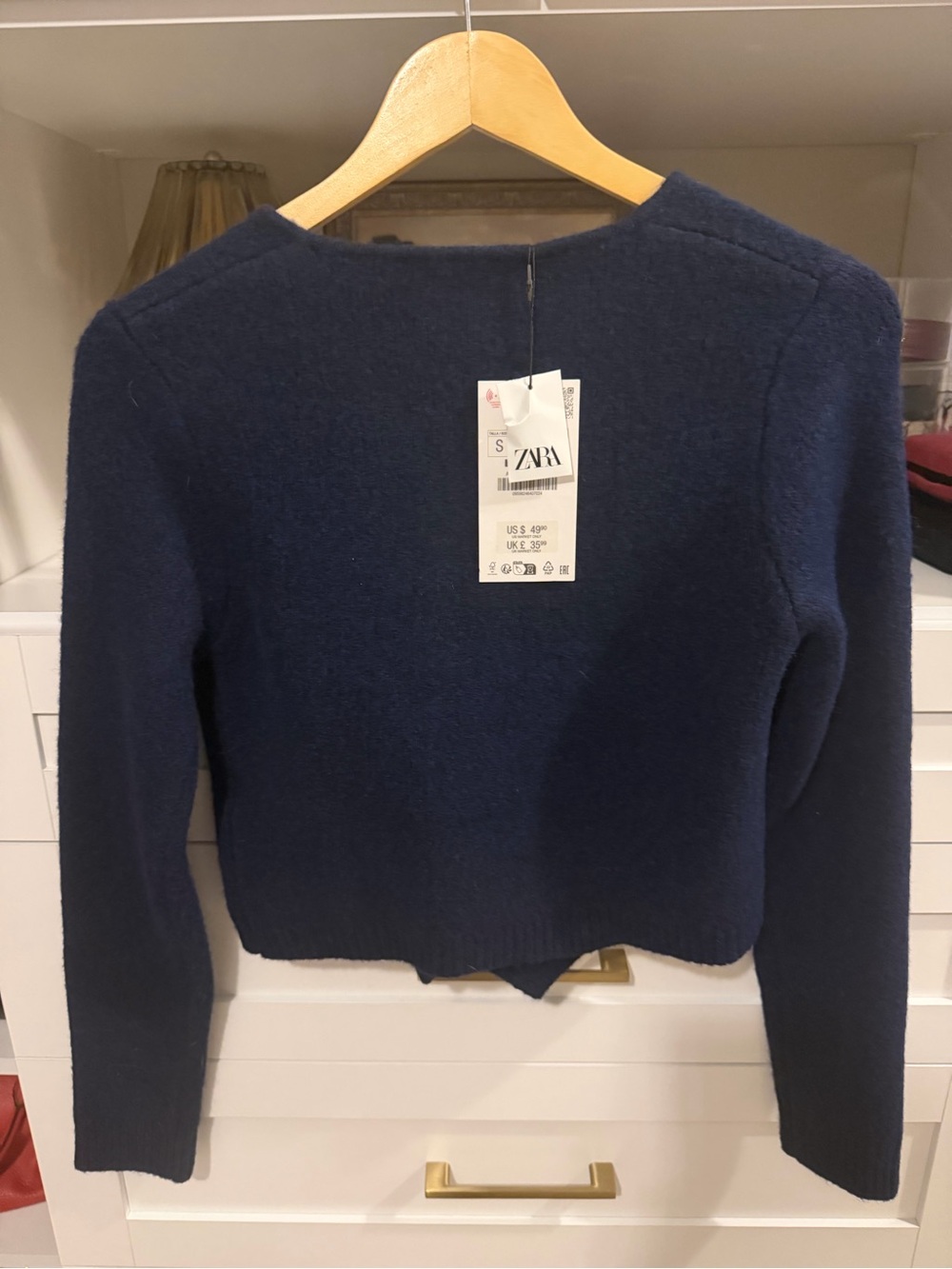 Zara Navy Ruffle-Front Button Cardigan - Picture 5 of 6
